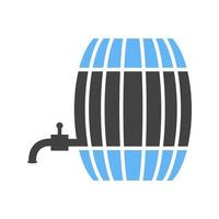 Barrel mit blauer und schwarzer Ikone der Tap-Glyphe vektor