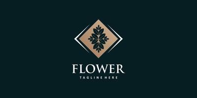 Blumen-Logo-Design einfacher und einzigartiger Premium-Vektor vektor