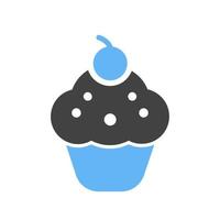 Cherry Cupcake Glyphe blaues und schwarzes Symbol vektor