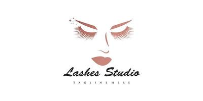 Wimpern-Logo-Design für Beauty-Lash-Salon mit kreativem Konzept und Visitenkarten-Premium-Vektor vektor