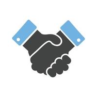 Handshake-Glyphe blaues und schwarzes Symbol vektor