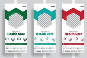 elegantes Rollup-Banner-Vorlagenpaket für das medizinische Gesundheitswesen. medizinisch, 3d, werbung, hintergrund, banner, biochemie, biologie, blau, broschüre, geschäftsförderung beschilderung standee vektorlayout, anzeige