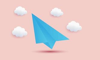 Einzigartiges realistisches blaues Papierflugzeug-Symbol 3D-Design isoliert auf
