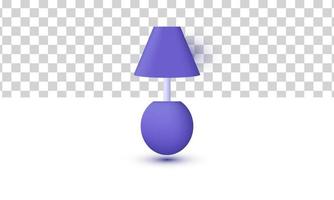 Einzigartiges realistisches kleines lila Tischlampensymbol 3D-Design isoliert auf vektor