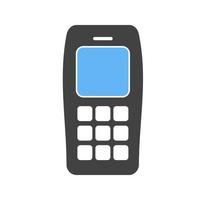 cell telefon glyf blå och svart ikon vektor