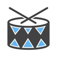 Schlagzeug-Glyphe blaues und schwarzes Symbol vektor