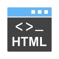 html glyf blå och svart ikon vektor