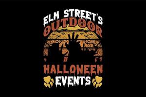 Halloween-Events im Freien in Ulmenstraßen, Halloween-T-Shirt-Design vektor