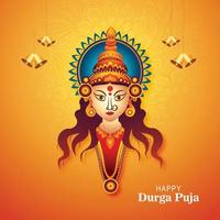 Lycklig Navratri konstnärlig durag ansikte för durga puja indisk firande kort bakgrund vektor