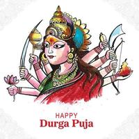 indisk Gud durga i Lycklig durga puja subh Navratri bakgrund vektor