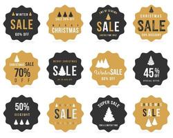 glad jul försäljning försäljning klistermärken, element, märken och etiketter. vektor