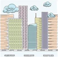 Stadtbild Gebäude Doodle illustrativen Hintergrund vektor