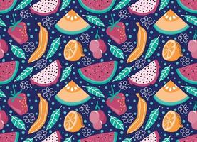 sömlös mönster med söt sommar frukt bakgrund. vektor
