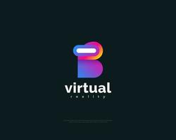 modern brev b logotyp med virtuell verklighet glasögon. virtuell verklighet glasögon med b första logotyp vektor