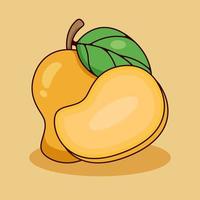 satz mango und geschnittene mango mit karikaturartillustration vektor