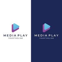 media logo play button mit modernem dreieck, das logo kann für multimedia, druck, technologie und andere unternehmen verwendet werden. vektor