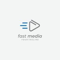 media logotyp spela knapp med modern triangel, de logotyp kan vara Begagnade för multimedia, utskrift, teknologi och Övrig företag. vektor