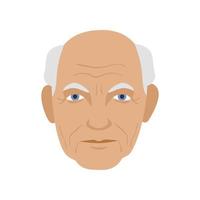 äldre morfar grå skallig huvud senior ansikte avatar ikon enkel platt stil vektor illustration
