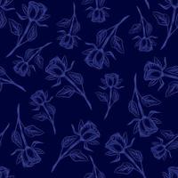 blommig mönster av reste sig blommor. blå färger vektor