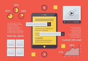 Free Flat Digital Marketing Vektor Hintergrund mit Touchscreen-Gerät