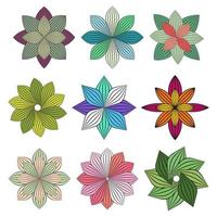 samling av färgrik abstrakt blomma ikoner. abstrakt runda blommor vektor