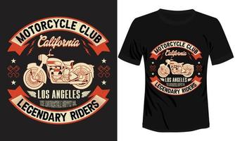 T-Shirt-Design für legendäre Fahrer des Motorradclubs vektor