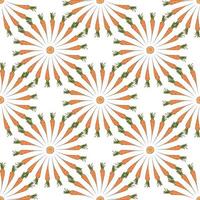 Nahtloses Muster mit orangefarbenen Karotten auf weißem Hintergrund für Stoff, Textil, Kleidung, Tischdecke und andere Dinge. Vektorbild. vektor