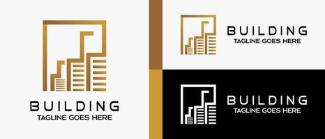 Logo-Designvorlage für Gebäude oder Wohnungen mit einem kreativen und einfachen Konzept in einer Box. Premium-Vektor-Logo-Illustration vektor