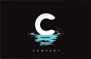 c-Brief-Logo-Design mit Wasserspritzer-Kräuseln lässt Reflexion fallen vektor