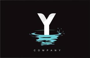y-Brief-Logo-Design mit Wasserspritzer-Kräuseln lässt Reflexion fallen vektor