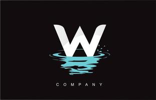 w Buchstaben-Logo-Design mit Wasserspritzer-Kräuseln lässt Reflexion fallen vektor