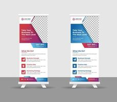 Business-Roll-Up-Banner-Stand-Template-Design, moderne tragbare Ständer Corporate-Roll-Up-Banner-Layout, Pull-Up, Vektorillustration, Business-Flyer, Broschüre, Firmenbanner vektor