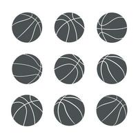 korg bollar silhuetter samling. basketboll sport ikon. vektor