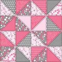 Rosa und grauer Hintergrund Patchwork-Muster mit geometrischen Ornamenten. Quiltdesign aus genähten Quadraten. für Bettzeug, Tischdecke, Wachstuch oder andere Textilgestaltung vektor