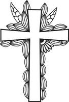 Jesuskreuz im Blumenmuster, katholisches christliches Kreuz vektor