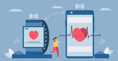 smartwatch och smartphone för hälsa vektor