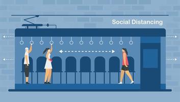 soziale Distanzierung im elektrischen Zug vektor