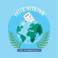 schriftzugkarte zum internationalen tag der demokratie vektor