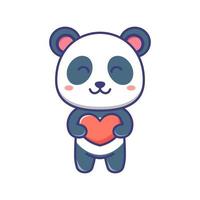 söt bebis panda kärlek tecknad serie illustration vektor