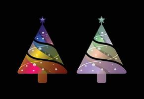 glad jul träd med dekorationer. färgrik vektor design mall för hälsning kort