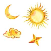 symboler Sol, måne och stjärna isolerat på vit bakgrund. tecken Sol, måne, stjärna. vektor
