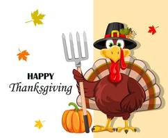 Frohes Thanksgiving. lustiger Thanksgiving-Truthahnvogel vektor