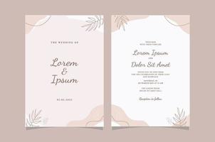 elegant blommig linjekonst bröllop inbjudningskort mall vektor