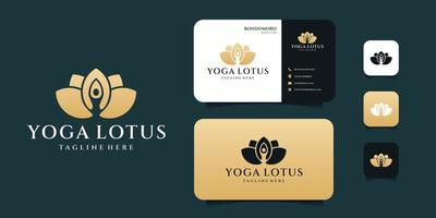 Yoga-Lotus-Logo-Vektor mit Visitenkartenvorlage vektor