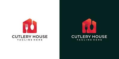 kreativ restaurang bestick hus logotyp design lutning vektor inspiration