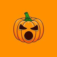 halloween tecknad serie översikt pumpa isolerat på orange bakgrund. de huvud symbol av de Lycklig halloween Semester. orange läskigt pumpa med skrämmande leende Semester halloween. vektor