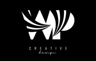kreative weiße buchstaben wp wp logo mit führenden linien und straßenkonzeptdesign. Buchstaben mit geometrischem Design. vektor