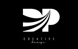 kreative weiße buchstaben dp dp-logo mit führenden linien und straßenkonzeptdesign. Buchstaben mit geometrischem Design. vektor