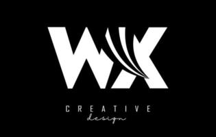 kreative weiße buchstaben wx wx logo mit führenden linien und straßenkonzeptdesign. Buchstaben mit geometrischem Design. vektor