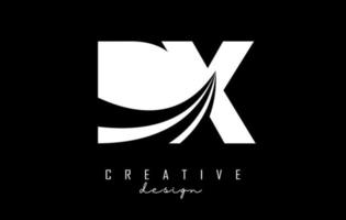 kreative weiße buchstaben dx dx-logo mit führenden linien und straßenkonzeptdesign. Buchstaben mit geometrischem Design. vektor